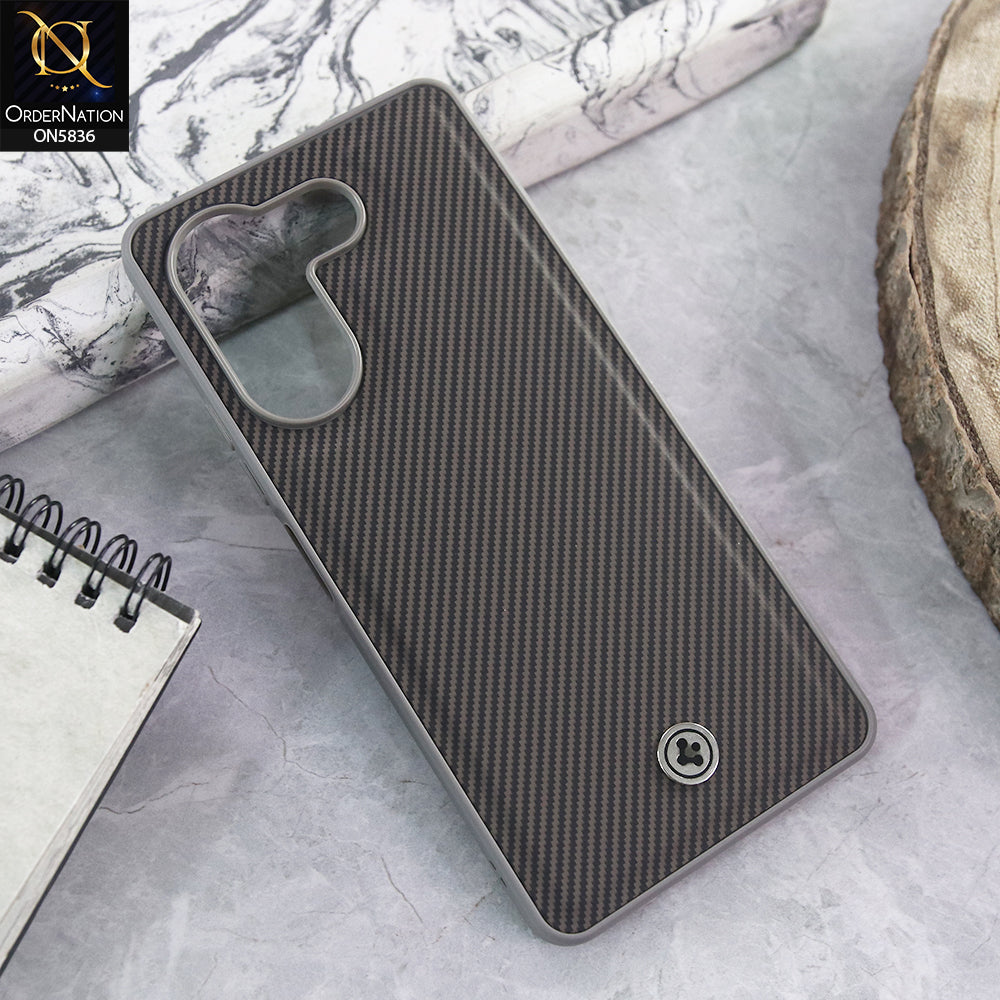 Tecno Camon 20 Pro Cover - Gray -  New Deluxe High Quality Matte Soft Tpu Carbon Fiber Texture Case