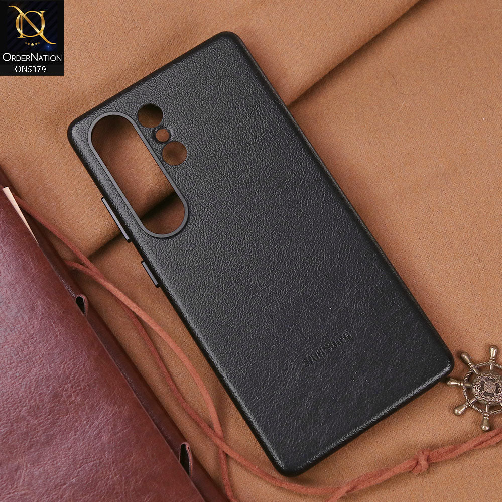 Samsung Galaxy S25 Ultra Cover - Black - Premium Kindsuit Leather Case With Metal Camera Ring Borders