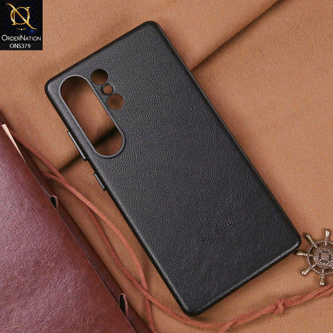 Samsung Galaxy S25 Ultra Cover - Black - Premium Kindsuit Leather Case With Metal Camera Ring Borders