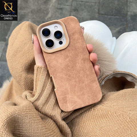 iPhone 16 Pro Cover - Brown - Luxury Matte Soft Suede Leather Phone Case with Camera Protection