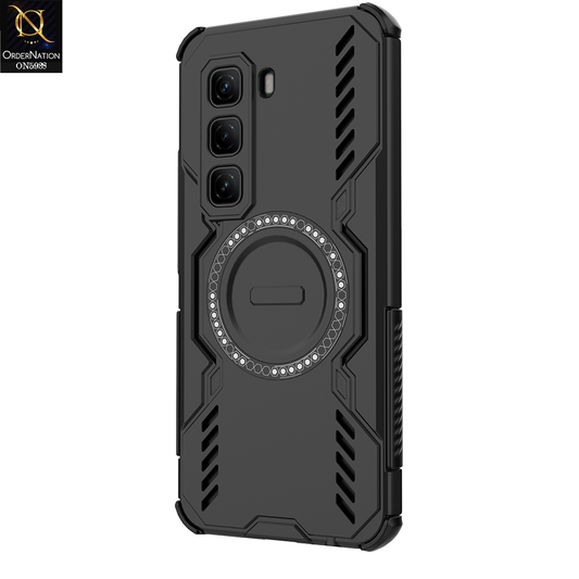 Infinix Hot 50 Pro Cover - Black- New Cooling Non-Slip Shockproof Magsafe Full Coverage Back Cover