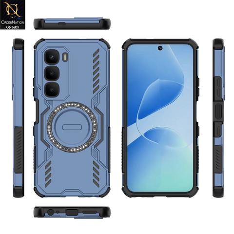 Infinix Hot 60 Cover - Blue - New Cooling Non-Slip Shockproof Magsafe Full Coverage Back Cover