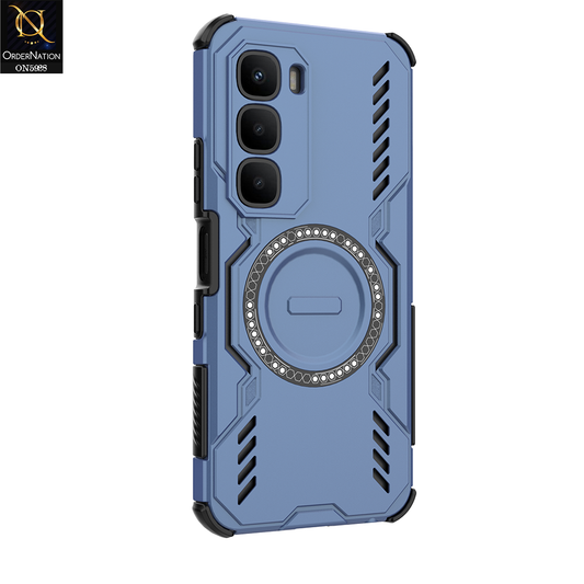 Infinix Hot 60 Cover - Blue - New Cooling Non-Slip Shockproof Magsafe Full Coverage Back Cover