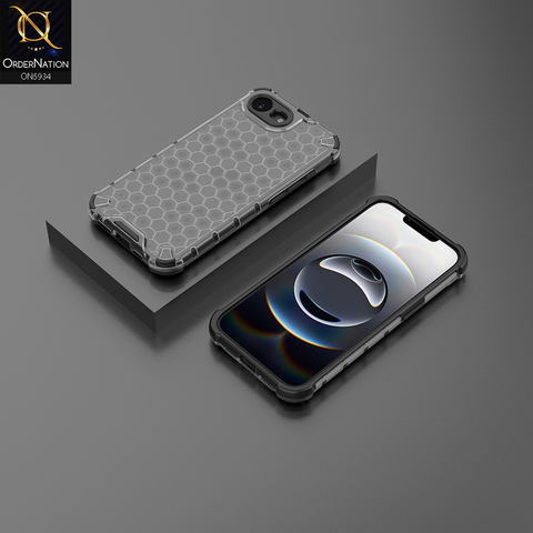 iPhone 16e Cover - Black - Airbag Shockproof Hybrid Honeycomb Transparent Case
