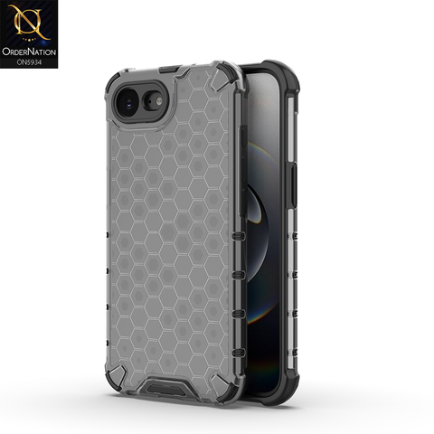 iPhone 16e Cover - Black - Airbag Shockproof Hybrid Honeycomb Transparent Case