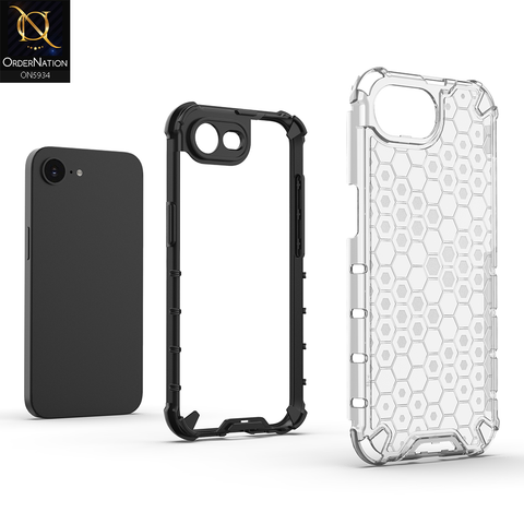 iPhone 16e Cover - Transparent - Airbag Shockproof Hybrid Honeycomb Transparent Case