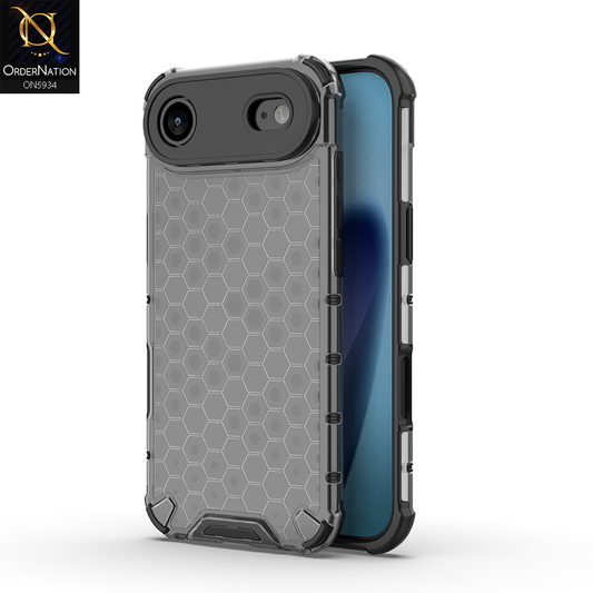 iPhone 17 Air Cover - Black - Airbag Shockproof Hybrid  Honeycomb Transparent Case