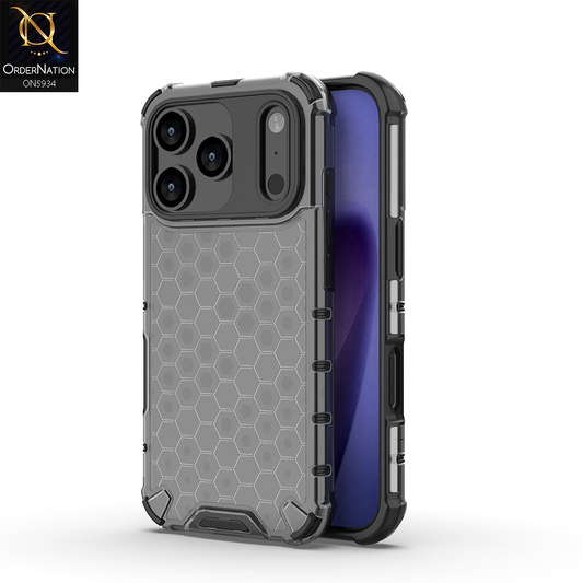 iPhone 17 Pro Max Cover - Black - Airbag Shockproof Hybrid Honeycomb Transparent Case