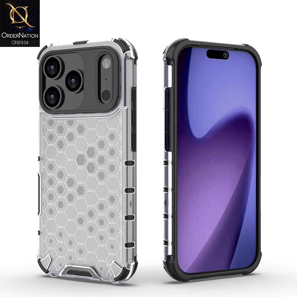 iPhone 17 Pro Max Cover - Transparent - Airbag Shockproof Hybrid Honeycomb Transparent Case