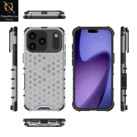 iPhone 17 Pro Max Cover - Transparent - Airbag Shockproof Hybrid Honeycomb Transparent Case