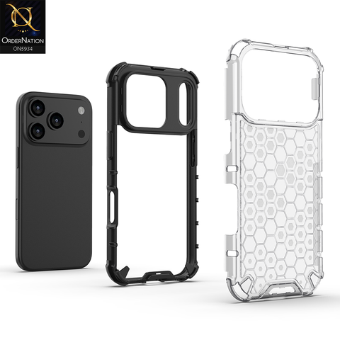 iPhone 17 Pro Max Cover - Transparent - Airbag Shockproof Hybrid Honeycomb Transparent Case