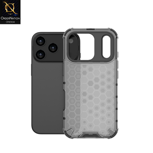 iPhone 17 Pro Cover - Black - Airbag Shockproof Hybrid Honeycomb Transparent Case