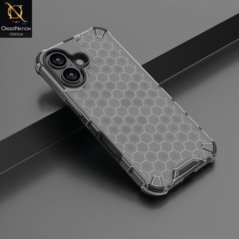 iPhone 17 Cover - Black - Airbag Shockproof Hybrid Honeycomb Transparent Case