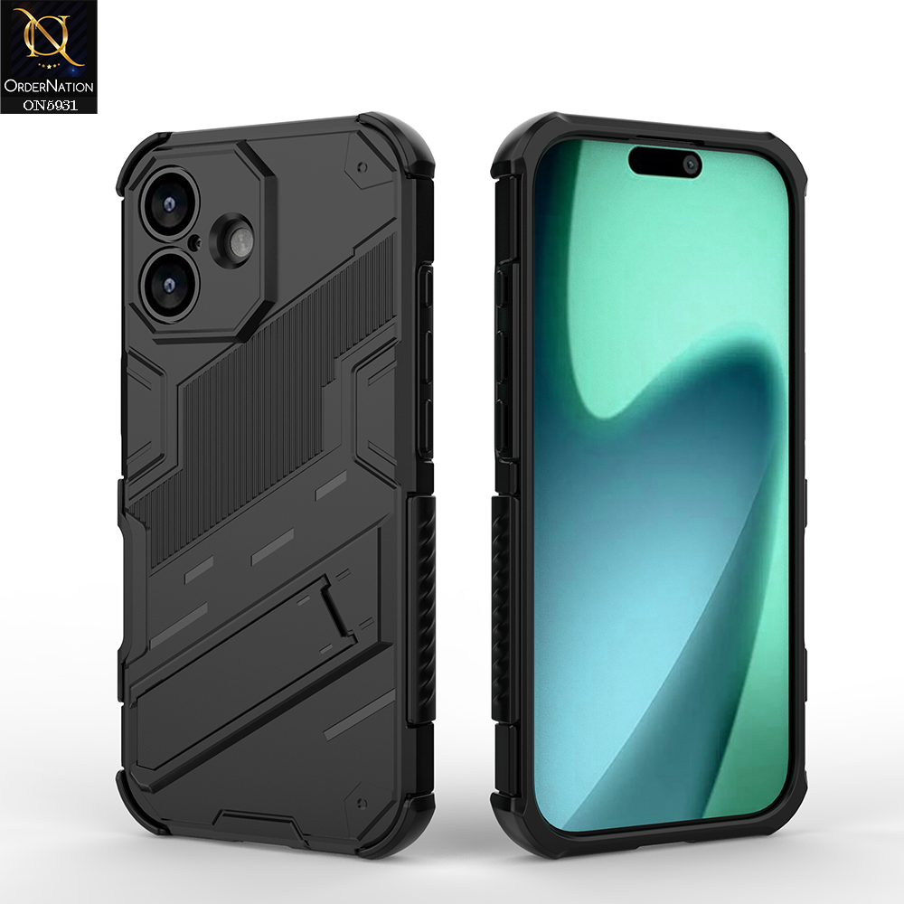 iPhone 17 Cover - Black -   New Ultra Punk TPU Shockproof Phone Case with Kickstand And Camera Protection