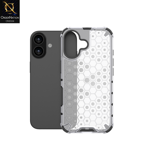 iPhone 17 Cover - Black - Airbag Shockproof Hybrid Honeycomb Transparent Case