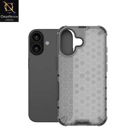 iPhone 17 Cover - Black - Airbag Shockproof Hybrid Honeycomb Transparent Case