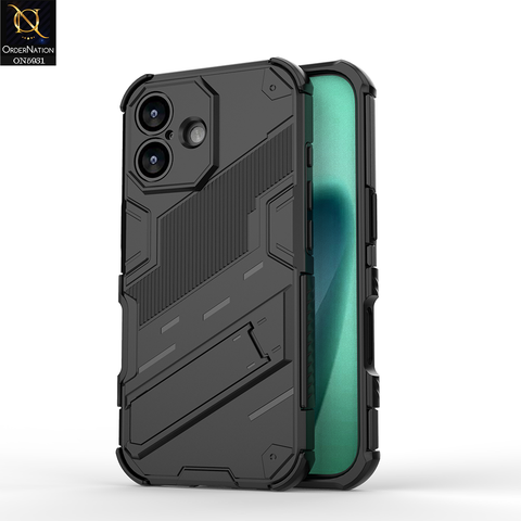 iPhone 17 Cover - Black -   New Ultra Punk TPU Shockproof Phone Case with Kickstand And Camera Protection