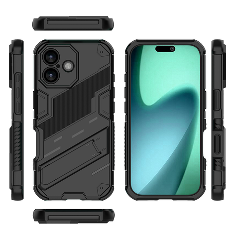 iPhone 17 Cover - Black -   New Ultra Punk TPU Shockproof Phone Case with Kickstand And Camera Protection