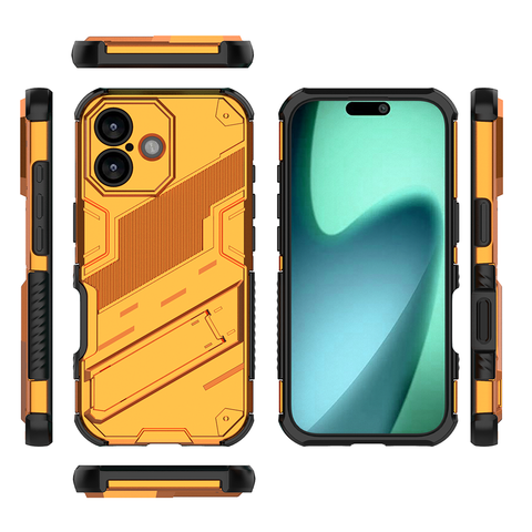 iPhone 17 Cover - Orange - New Ultra Punk TPU Shockproof Phone Case with Kickstand And Camera Protection