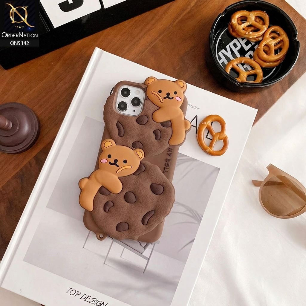iPhone 11 Pro Max Cover - Brown - 3D Cartoon Kawaii Cookie Soft Silicon Case