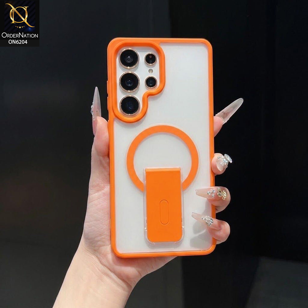 Samsung Galaxy S26 Ultra Cover - Orange - Hybrid Phone Case with Foldable Stand Camera Protection & Lens