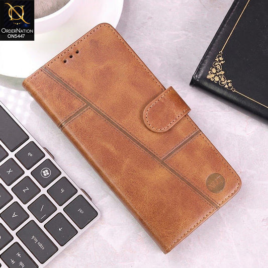 Oppo Reno 6 Cover - Light Brown - Premium Leather Megantic Flip Book Covers With Card Holding Option