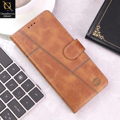 Oppo Reno 6 Cover - Light Brown - Premium Leather Megantic Flip Book Covers With Card Holding Option
