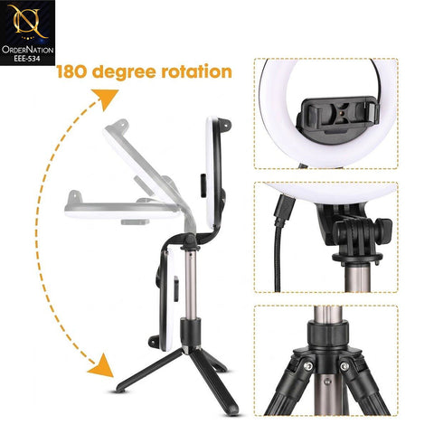 NeePho NP-L16 Model B Stainless Steel Ring Light with Selfie Stick & Mobile Holder for Vlogging & Live Streaming (Without Tripod)