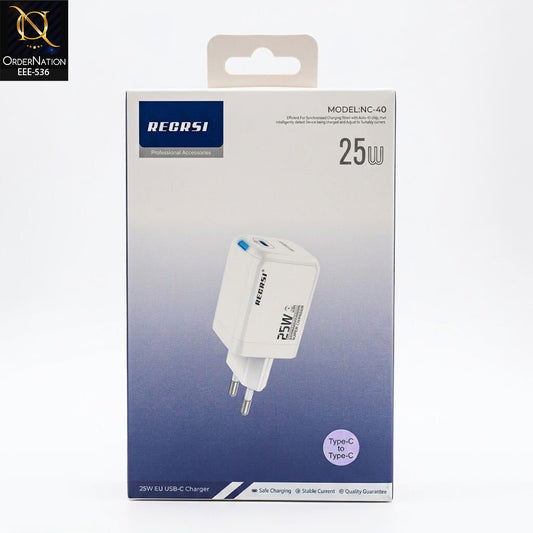 Recrsi 25W USB-C Fast Charger Adapter Type-C to Type-C – Model NC-40