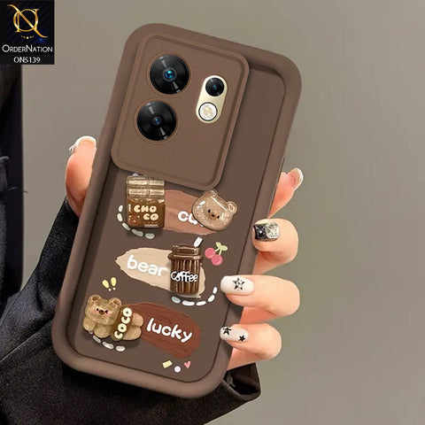 Infinix Zero 30 4G - Brown - Trendy 3D Cute Cartoon And Coffee Chocolate Soft Silicon Shockproof Case With Camera Protection