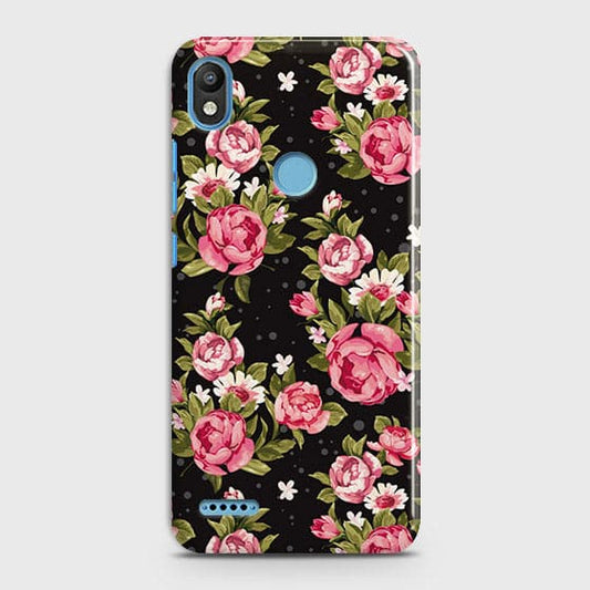 Infinix Smart 2 / X5515 Cover - Trendy Pink Rose Vintage Flowers Printed Hard Case with Life Time Colors Guarantee(1) ( Fast Delivery )