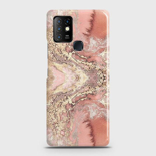 Infinix Hot 10 Cover - Trendy Chic Rose Gold Marble Printed Hard Case with Life Time Colors Guarantee ( Fast Delivery )