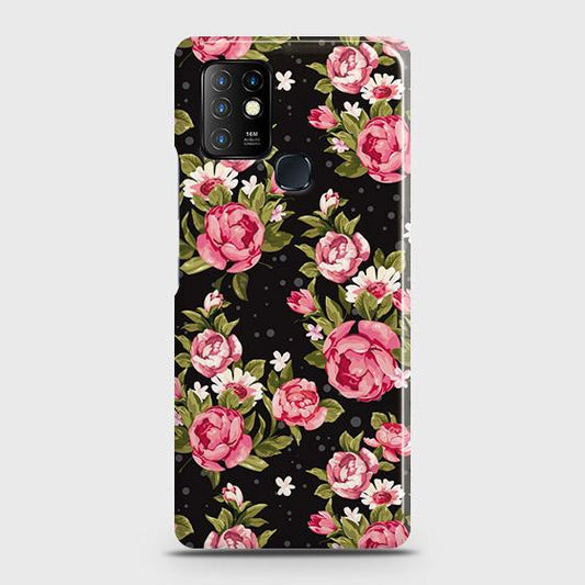 Infinix Hot 10 Cover - Trendy Pink Rose Vintage Flowers Printed Hard Case with Life Time Colors Guarantee B (34) 1 ( Fast Delivery )
