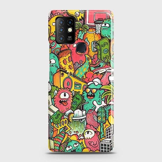 Infinix Hot 10 Cover - Matte Finish - Candy Colors Trendy Sticker collage Printed Hard Case with Life Time Colors Guarantee (Fast Delivery)