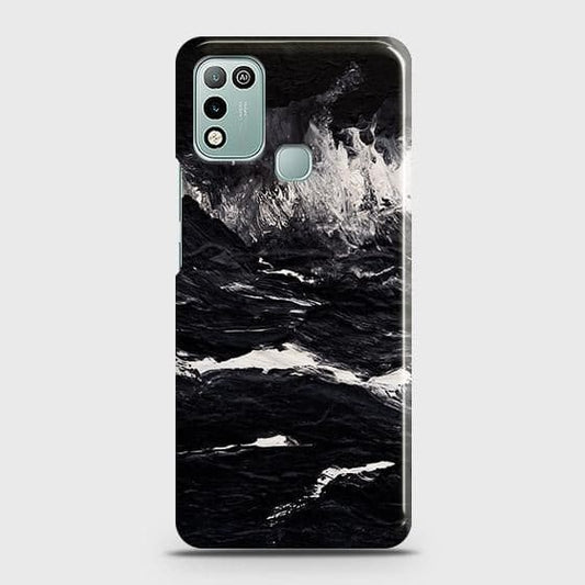 Infinix Hot 10 Play Cover - Black Ocean Marble Trendy Printed Hard Case with Life Time Colors Guarantee b47 ( Fast Delivery )