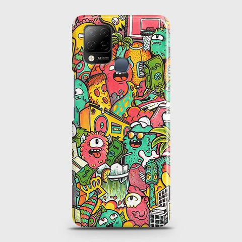 Infinix Hot 10t Cover - Matte Finish - Candy Colors Trendy Sticker Collage Printed Hard Case with Life Time Colors Guarantee ( Fast Delivery )