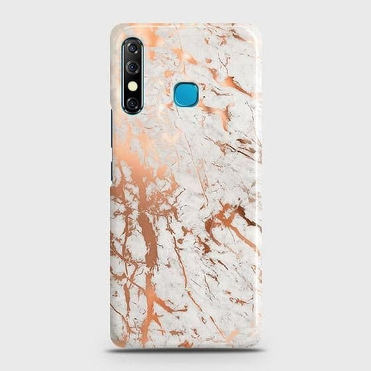 Tecno Camon 12 Cover - In Chic Rose Gold Chrome Style Printed Hard Case with Life Time Colors Guarantee ( Fast Delivery )