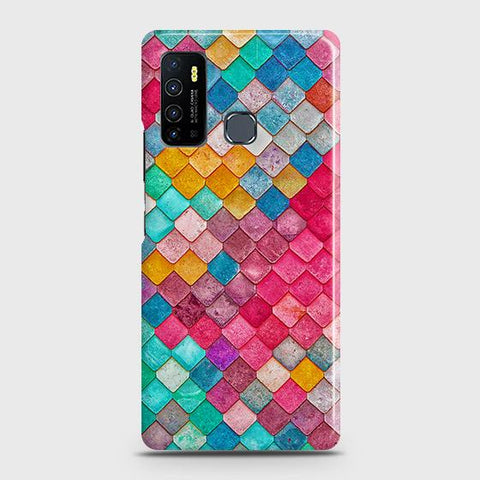 Tecno Camon 15 Cover - Chic Colorful Mermaid Printed Hard Case with Life Time Colors Guarantee ( Fast Delivery )