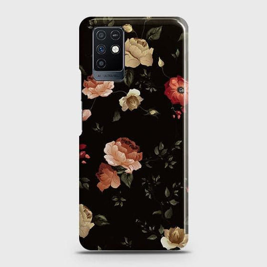 Infinix Note 10 Cover - Matte Finish - Dark Rose Vintage Flowers Printed Hard Case with Life Time Colors Guarantee b51 ( Fast Delivery )