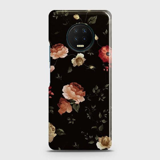 Infinix Note 7 Cover - Matte Finish - Dark Rose Vintage Flowers Printed Hard Case with Life Time Colors Guarantee (Fast Delivery)