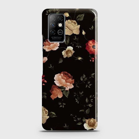 Infinix Note 8 Cover - Matte Finish - Dark Rose Vintage Flowers Printed Hard Case with Life Time Colors Guarantee (Fast Delivery)
