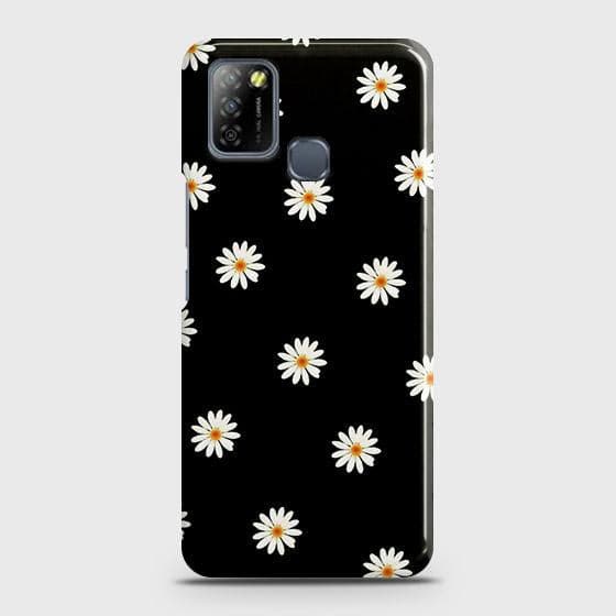 Infinix Smart 5 Cover - Matte Finish - White Bloom Flowers with Black Background Printed Hard Case with Life Time Colors Guarantee (Fast Delivery)