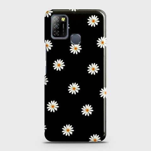 Infinix Smart 5 Cover - Matte Finish - White Bloom Flowers with Black Background Printed Hard Case with Life Time Colors Guarantee (Fast Delivery)
