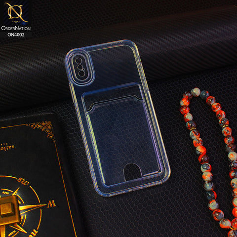 iPhone XS Max Cover - Transparent - Soft 4D Design Smart Pocket Card Holder Transparent Clear Soft Case