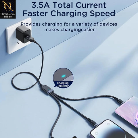 Joyroom S-A18 Multi-Use Series 3.5A 3-in-1 USB to Lightning, Type-C & Micro Cable