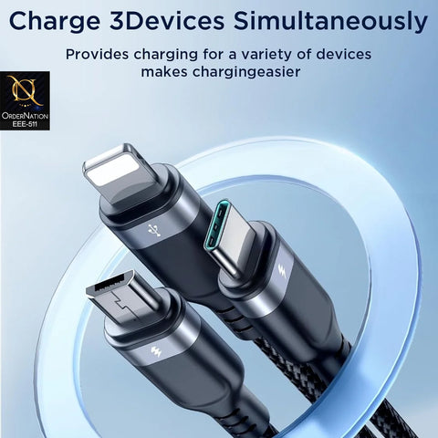 Joyroom S-A18 Multi-Use Series 3.5A 3-in-1 USB to Lightning, Type-C & Micro Cable