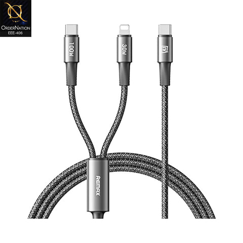 Remax CB25 Type C To Type C & Lightning 100W Aluminum Alloy Braided Multi Fast Charging Data Cable - 1.2M