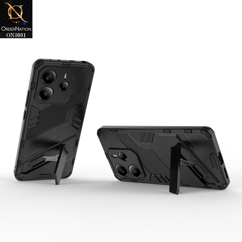 Xiaomi Redmi Note 14 4G Cover - Black - New Ultra Punk TPU Shockproof Phone Case with Kickstand And Camera Protection