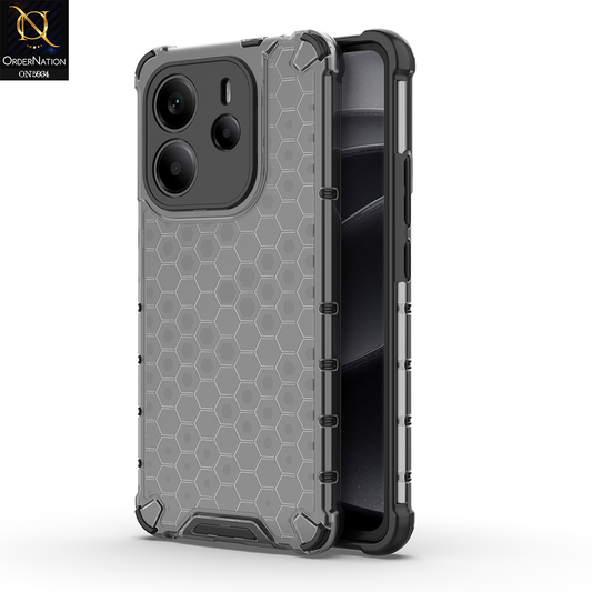 Xiaomi Redmi Note 14 4G Cover - Black - Airbag Shockproof Hybrid Honeycomb Transparent Case