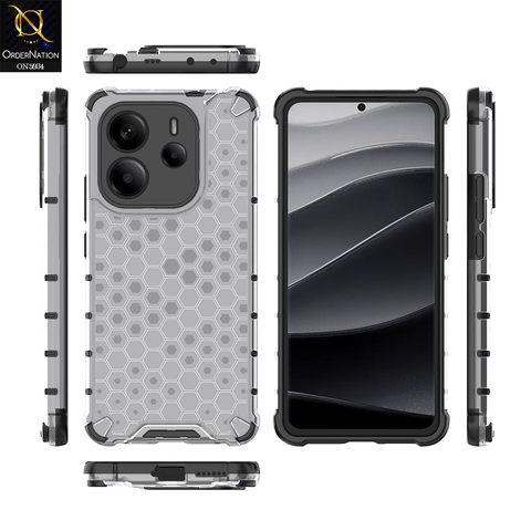 Xiaomi Redmi Note 14 4G Cover - Transparent - Airbag Shockproof Hybrid Honeycomb Transparent Case